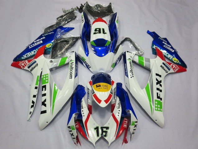 2008-2010 Suzuki GSXR 600 / GSXR 750 Motorcycle Fairings - White Blue Green Yellow Red Fixi 16 Canada for Sale