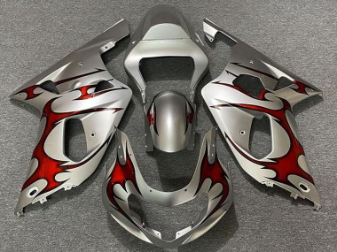 2001-2003 Suzuki GSXR 600 / GSXR 750 Motorcycle Fairings - Silver Red Canada for Sale
