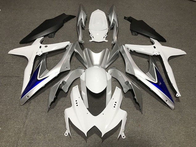 2008-2010 Suzuki GSXR 600 / GSXR 750 Motorcycle Fairings - White Silver Blue Matte Black Canada for Sale