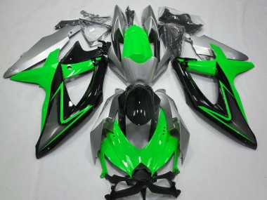 2008-2010 Suzuki GSXR 600 / GSXR 750 Motorcycle Fairings - Silver Green Grey Black Canada for Sale