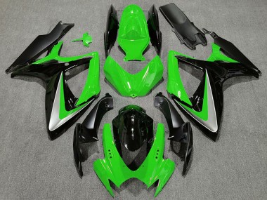 2006-2007 Suzuki GSXR 600 / GSXR 750 Motorcycle Fairings - Green Silver Glossy Black OEM Style Canada for Sale