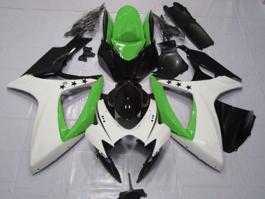 2006-2007 Suzuki GSXR 600 / GSXR 750 Motorcycle Fairings - Green White Glossy Black Star Canada for Sale
