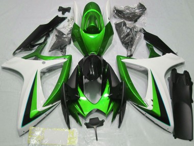 2006-2007 Suzuki GSXR 600 / GSXR 750 Motorcycle Fairings - Green White Glossy Black Canada for Sale