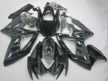 2006-2007 Suzuki GSXR 600 / GSXR 750 Motorcycle Fairings - Grey Black Flame Canada for Sale