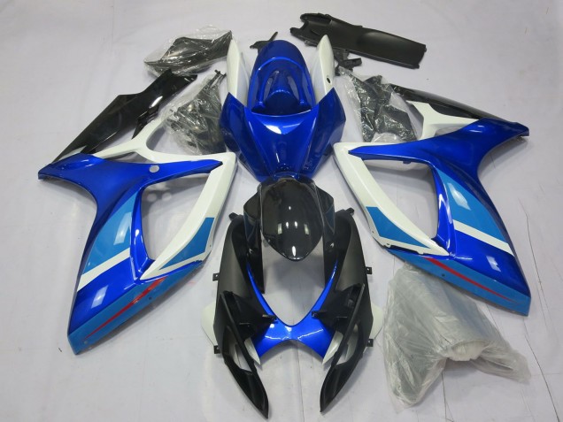 2006-2007 Suzuki GSXR 600 / GSXR 750 Motorcycle Fairing - White Blue Glossy Black Canada for Sale