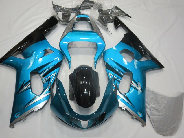 2001-2003 Suzuki GSXR 600 / GSXR 750 Motorcycle Fairings - Light Blue Silver Glossy Black Canada for Sale