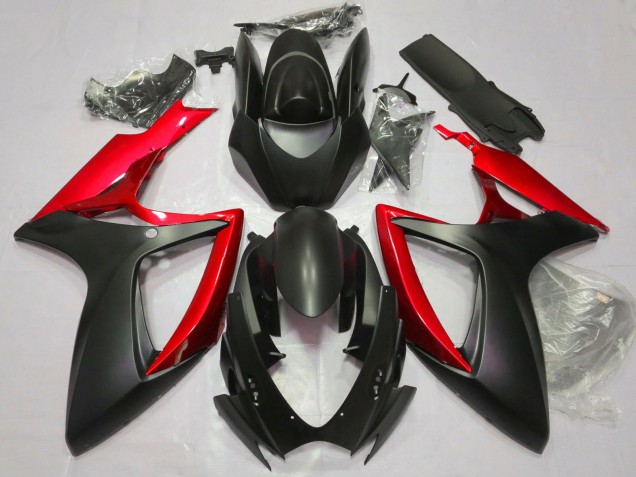 2006-2007 Suzuki GSXR 600 / GSXR 750 Motorcycle Fairings - Matte Black Red Canada for Sale