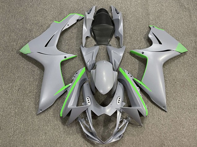 2011-2024 Suzuki GSXR 600 / GSXR 750 Motorcycle Fairings - Matte Nardo Grey Green Accents Canada for Sale