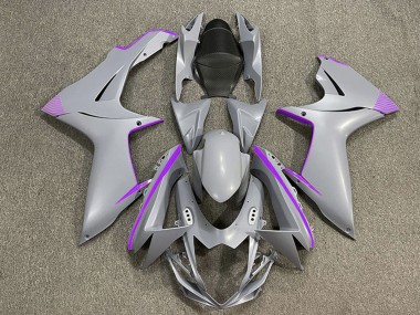 2011-2024 Suzuki GSXR 600 / GSXR 750 Motorcycle Fairings - Matte Nardo Grey Purple Accents Canada for Sale