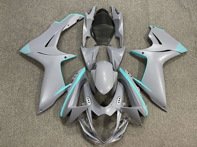 2011-2024 Suzuki GSXR 600 / GSXR 750 Motorcycle Fairings - Matte Nardo Grey Teal Accents Canada for Sale