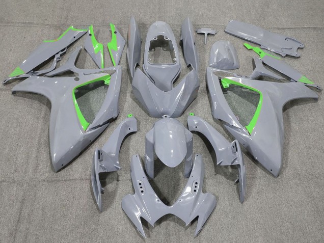 2006-2007 Suzuki GSXR 600 / GSXR 750 Motorcycle Fairings - Nardo Grey and Green Trim Canada for Sale