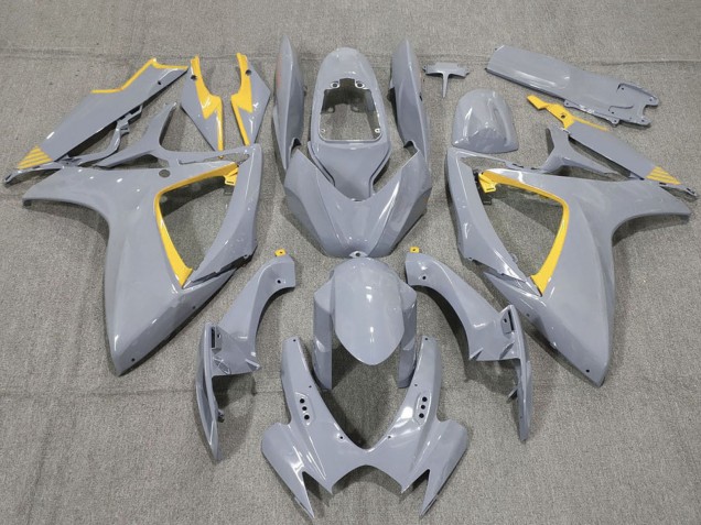 2006-2007 Suzuki GSXR 600 / GSXR 750 Motorcycle Fairings - Nardo Grey and Yellow Trim Canada for Sale