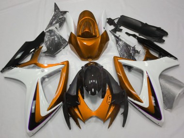 2006-2007 Suzuki GSXR 600 / GSXR 750 Motorcycle Fairings - Orange White Glossy Black Canada for Sale