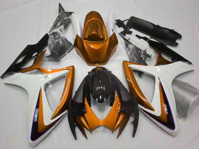 2006-2007 Suzuki GSXR 600 / GSXR 750 Motorcycle Fairings - Orange White Glossy Black Canada for Sale