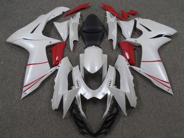 2011-2024 Suzuki GSXR 600 / GSXR 750 Motorcycle Fairings - Pearl White and Red Canada for Sale