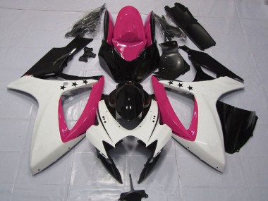 2006-2007 Suzuki GSXR 600 / GSXR 750 Motorcycle Fairings - Pink White Glossy Black Star Canada for Sale