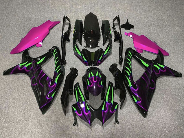 2008-2010 Suzuki GSXR 600 / GSXR 750 Motorcycle Fairings - Glossy black Pink Purple Green Flame Canada for Sale