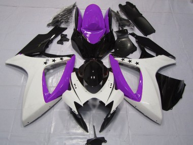 2006-2007 Suzuki GSXR 600 / GSXR 750 Motorcycle Fairings - Purple White Glossy Black Star Canada for Sale