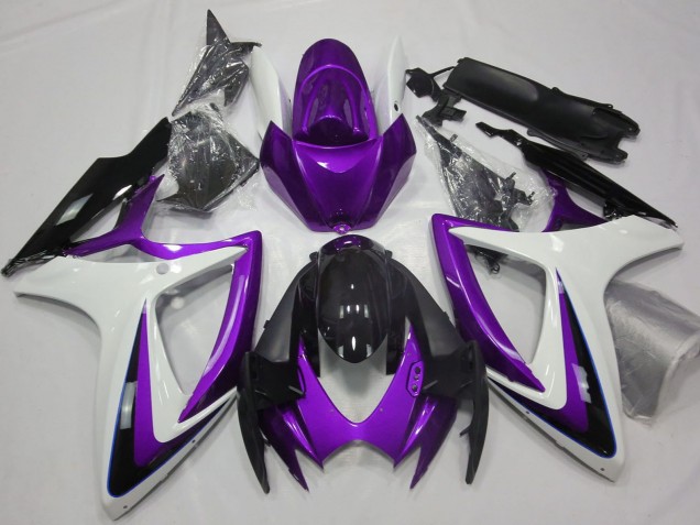 2006-2007 Suzuki GSXR 600 / GSXR 750 Motorcycle Fairings - Purple White Glossy Black Canada for Sale