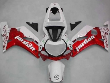 2001-2003 Suzuki GSXR 600 / GSXR 750 Motorcycle Fairings - White Red Jordan Dunlop Canada for Sale
