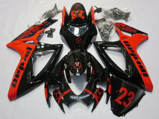 2006-2007 Suzuki GSXR 600 / GSXR 750 Motorcycle Fairings - Red Glossy Black Jordan 23 Canada for Sale