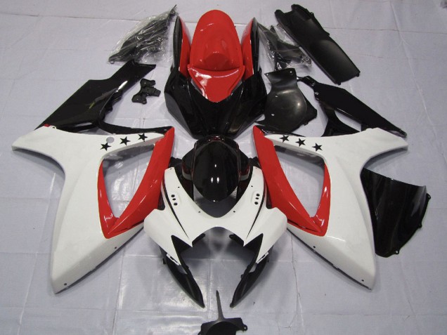 2006-2007 Suzuki GSXR 600 / GSXR 750 Motorcycle Fairings - Red White Glossy Black Canada for Sale