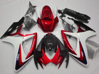 2006-2007 Suzuki GSXR 600 / GSXR 750 Motorcycle Fairings - White Red Glossy Black Canada for Sale