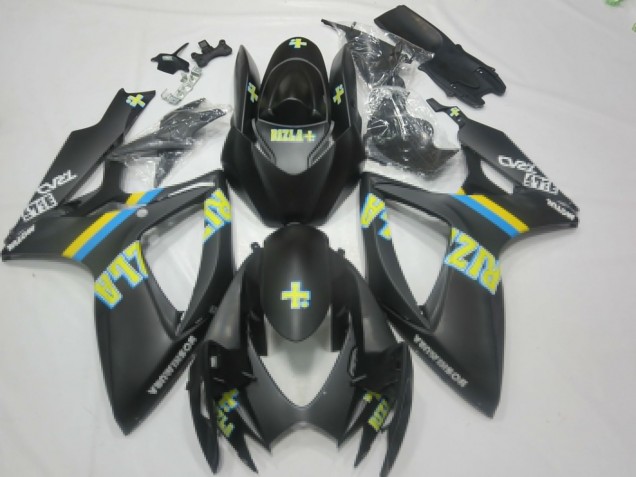 2006-2007 Suzuki GSXR 600 / GSXR 750 Motorcycle Fairings - Matte Black Blue Yellow Rizla Canada for Sale