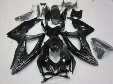 2008-2010 Suzuki GSXR 600 / GSXR 750 Motorcycle Fairings - Glossy Black Silver Canada for Sale