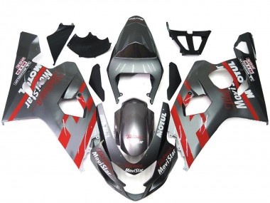 2004-2005 Suzuki GSXR 600 / GSXR 750 Motorcycle Fairings - Silver Red MoviStar Canada for Sale