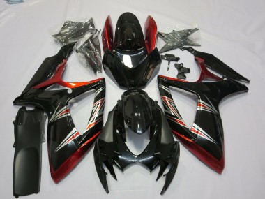 2006-2007 Suzuki GSXR 600 / GSXR 750 Motorcycle Fairings - Red Glossy Black Canada for Sale