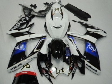 2006-2007 Suzuki GSXR 600 / GSXR 750 Motorcycle Fairings - White Blue Glossy Black Viru Canada for Sale