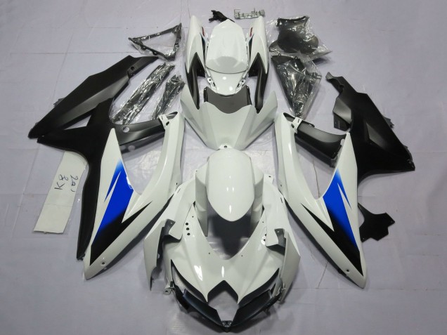 2008-2010 Suzuki GSXR 600 / GSXR 750 Motorcycle Fairings - White Blue Matte Black Canada for Sale