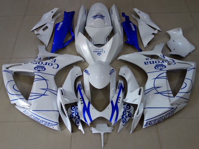 2006-2007 Suzuki GSXR 600 / GSXR 750 Motorcycle Fairings - White Blue Corona Alstare Canada for Sale