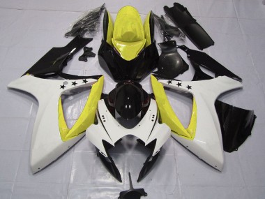 2006-2007 Suzuki GSXR 600 / GSXR 750 Motorcycle Fairings - Yellow White Glossy Black Star Canada for Sale