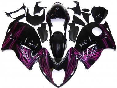 1996-2007 Suzuki GSXR 1300 Motorcycle Fairings - Glossy Black Purple Flame Canada for Sale