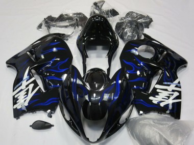 1996-2007 Suzuki GSXR 1300 Motorcycle Fairings - Glossy Black Blue Flame Canada for Sale