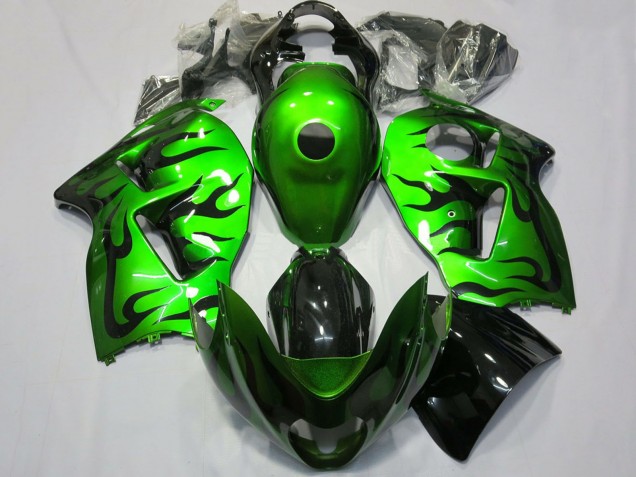 1996-2007 Suzuki GSXR 1300 Motorcycle Fairing - Green Black Flame Canada for Sale