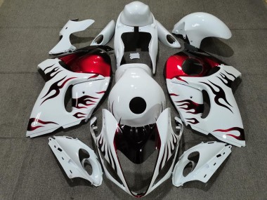 2008-2020 Suzuki GSXR 1300 Motorcycle Fairings - Glossy White Red Flame Canada for Sale