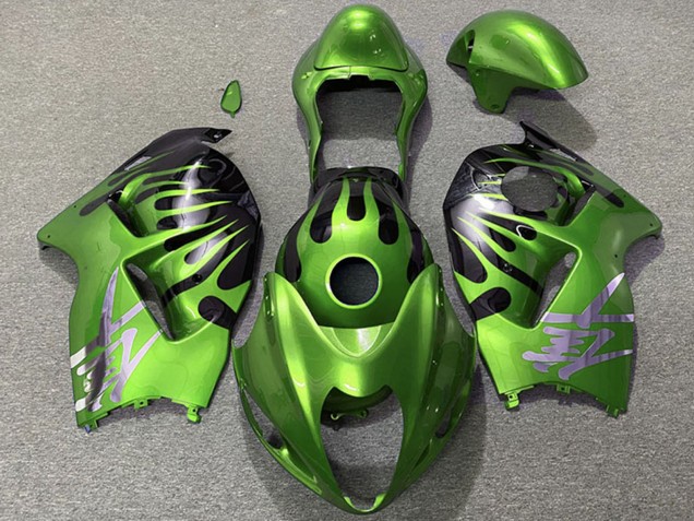 1996-2007 Suzuki GSXR 1300 Motorcycle Fairings - Green Black Flame Canada for Sale