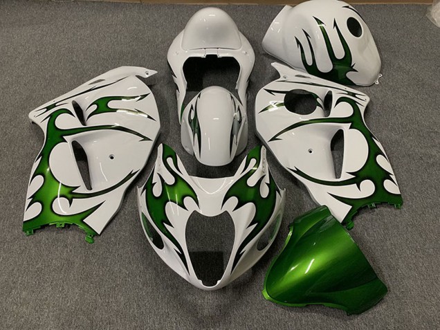 1996-2007 Suzuki GSXR 1300 Motorcycle Fairings - White Green Flame Canada for Sale