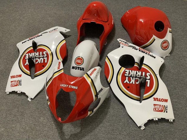 1996-2007 Suzuki GSXR 1300 Motorcycle Fairings - White Red Lucky Strike Canada for Sale