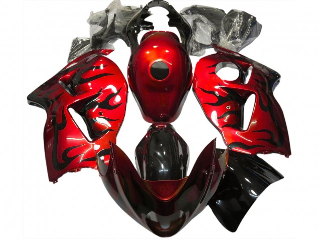1996-2007 Suzuki GSXR 1300 Motorcycle Fairings - Red Black Flame Canada for Sale