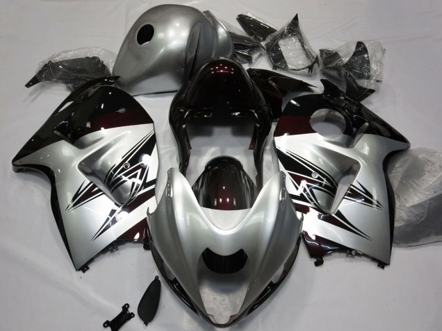 1996-2007 Suzuki GSXR 1300 Motorcycle Fairings - Silver Dark Red Canada for Sale