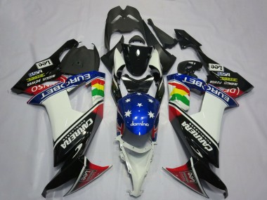 2008-2010 Kawasaki ZX10R Motorcycle Fairings - Glossy Black White Blue Red Eurobet Lee Carrera Star Canada for Sale
