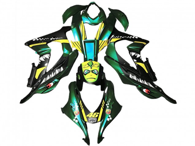 2016-2020 Kawasaki ZX10R Motorcycle Fairings - Forest Green Yellow Shark 46 Canada for Sale