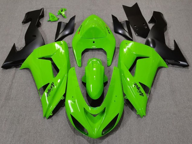 2006-2007 Kawasaki ZX10R Motorcycle Fairings - Green Matte Black Canada for Sale