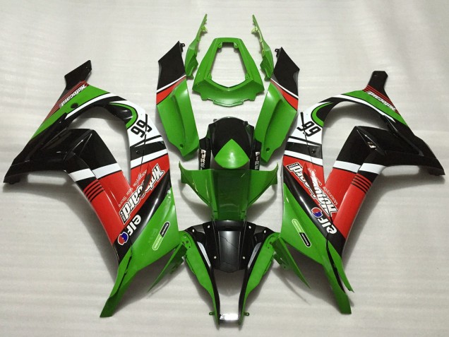 2011-2015 Kawasaki ZX10R Motorcycle Fairings - Green Red White Black Elf Motocard 66 Canada for Sale