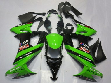 2008-2010 Kawasaki ZX10R Motorcycle Fairings - Green Black Red Kick Elf Henleys Vent-Axia Canada for Sale