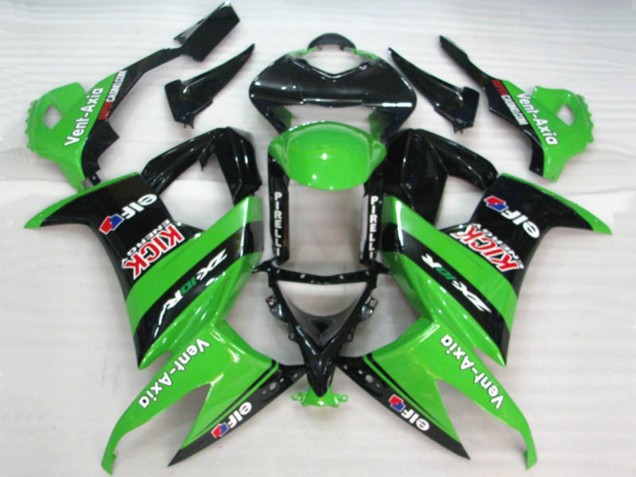 2008-2010 Kawasaki ZX10R Motorcycle Fairings - Green Black Red Kick Elf Vent-Axia Canada for Sale